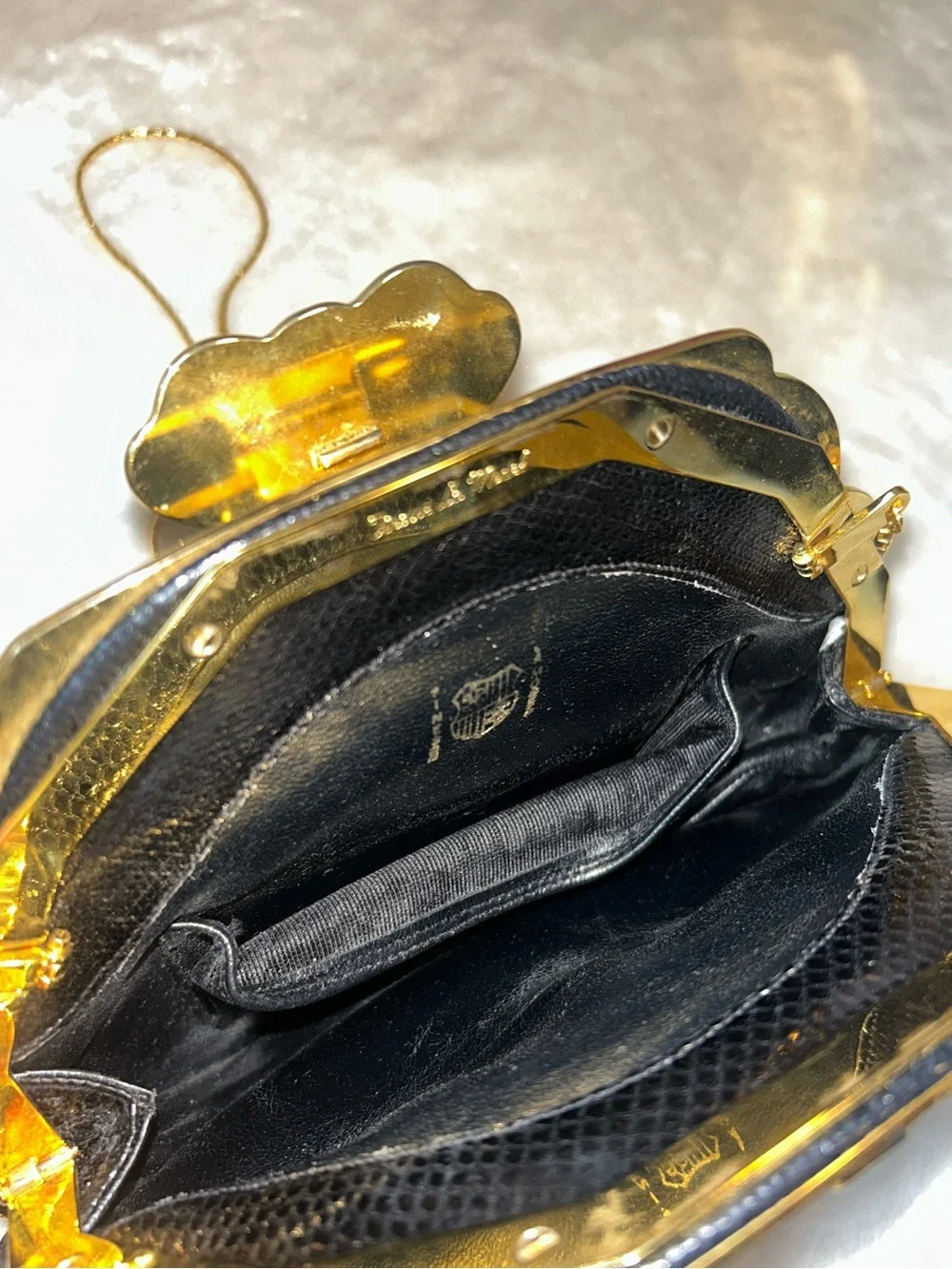Finesse La Model Black Snakeskin Leather  Too Clutch Bag